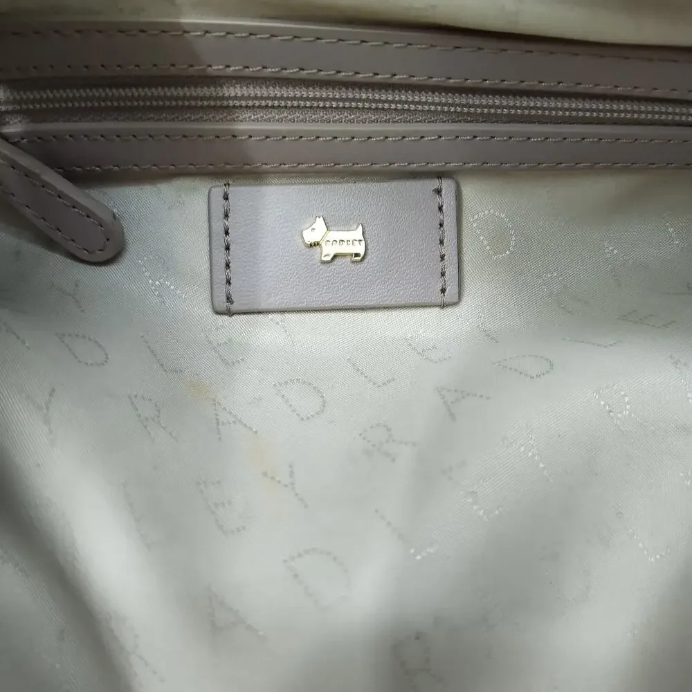 Radley London Gray Leather Double Handles Zipper Closure Satchel Bag